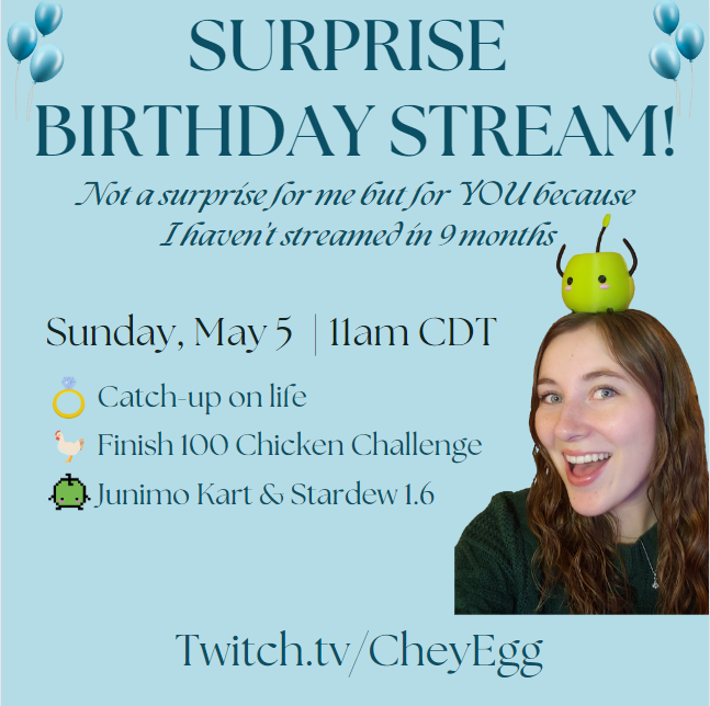 SURPRISE!

I've decided to do a little stream for my birthday on Sunday! Excited to celebrate my birthday with my friends ❣️Love y'all and see you in 4 days!!!