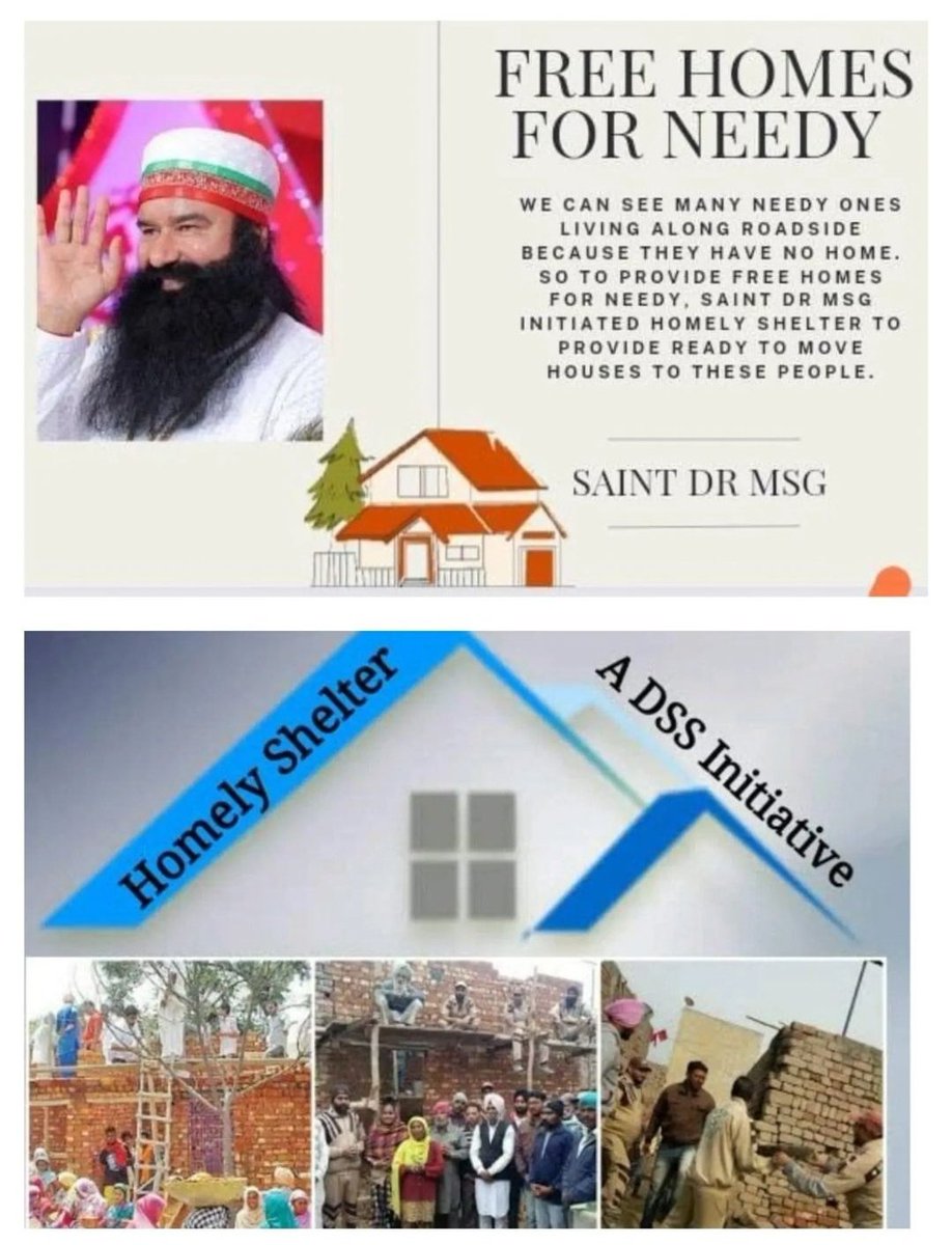 #HopeForHomeless As per teachings of Guru  Ram Rahim, volunteers of Dera Sacha Sauda are 24×7 available for serving humanity. Aashiyana is indeed a unique initiative by Ram Rahim by providing Homely shelters to people who are homeless & could not even afford food of twice a day.