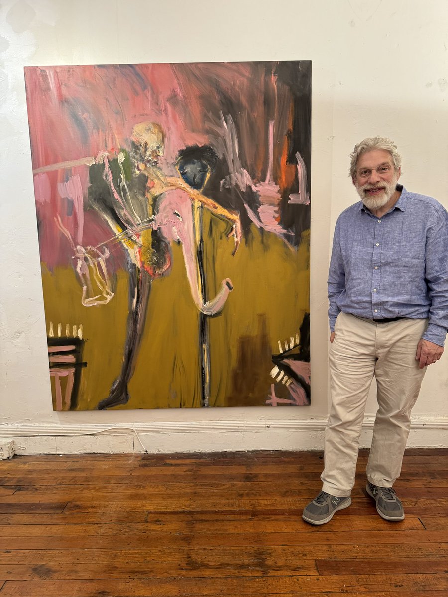 Man And Elephant 78” X 62” oil on canvas