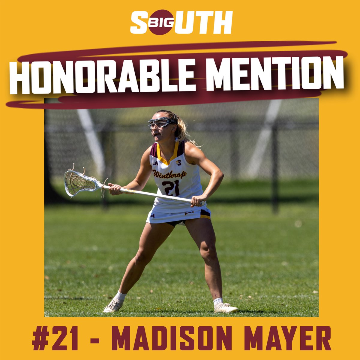 𝐎𝐔𝐑 𝐅𝐄𝐀𝐑𝐋𝐄𝐒𝐒 𝐅𝐑𝐄𝐒𝐇𝐌𝐀𝐍 💛🦅 . Congratulations to freshman midfielder, #21, Madison Mayer, on her Big South All-Conference Honorable Mention Award! . #GoEagles | #ROCKtheHILL