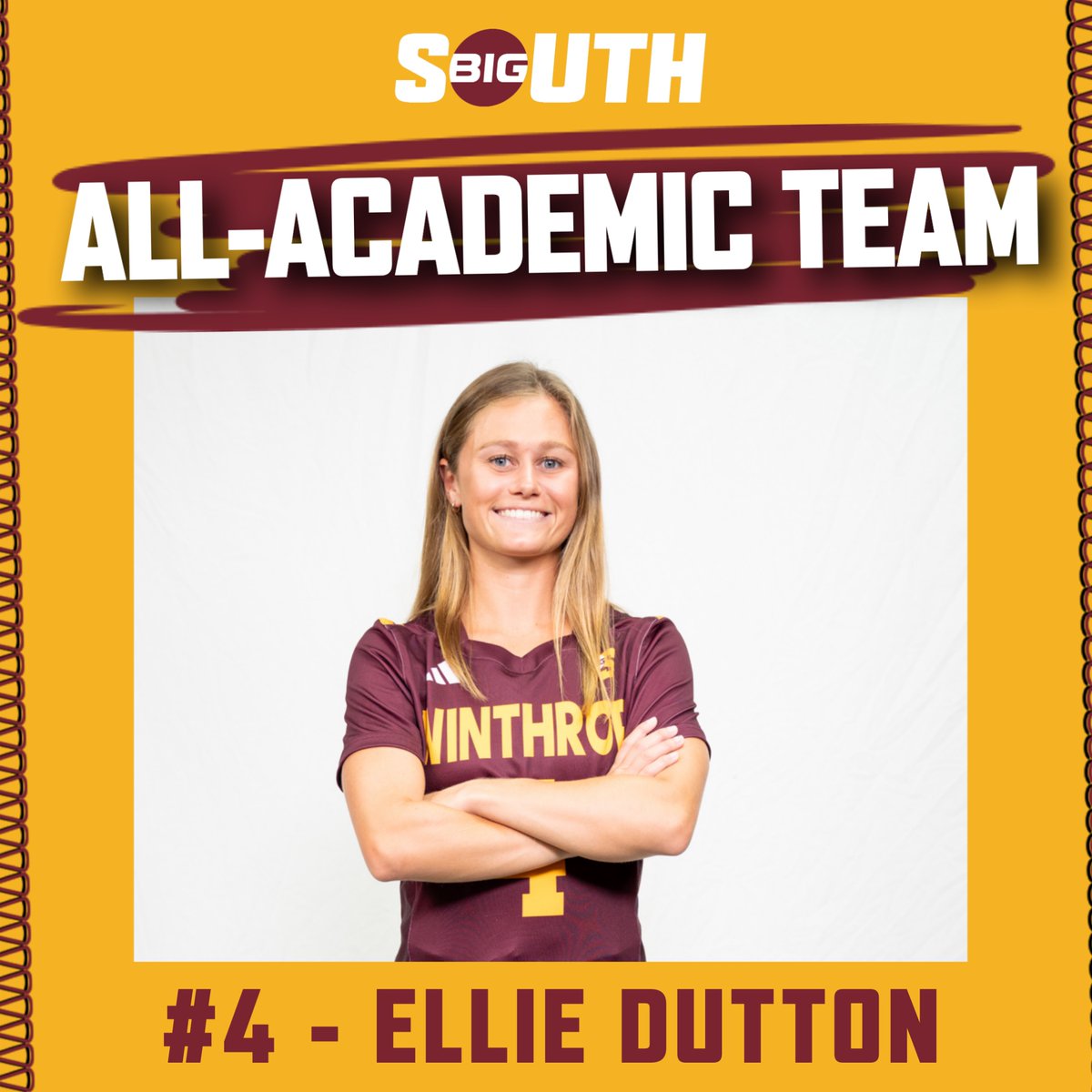 𝐎𝐔𝐑 𝐒𝐇𝐀𝐑𝐏 𝐒𝐄𝐍𝐈𝐎𝐑 💛🦅 . Congratulations to senior attacker, #4, Ellie Dutton on her Big South All-Academic Team Award! . #GoEagles | #ROCKtheHILL