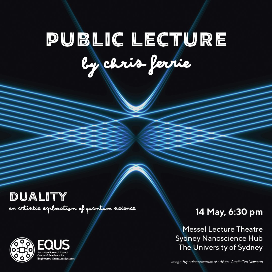 🚨Public lecture: hear from physicist, #scicomms-er & author @csferrie

🗓️14 May 6:30pm
📍Messel Lecture Theatre, @SydneyNano
🎟️opt donation @DeadlyScience
👉events.humanitix.com/public-lecture…

This event is #Auslan-interpreted

#quantum #art #science #exhibition #duality #technology