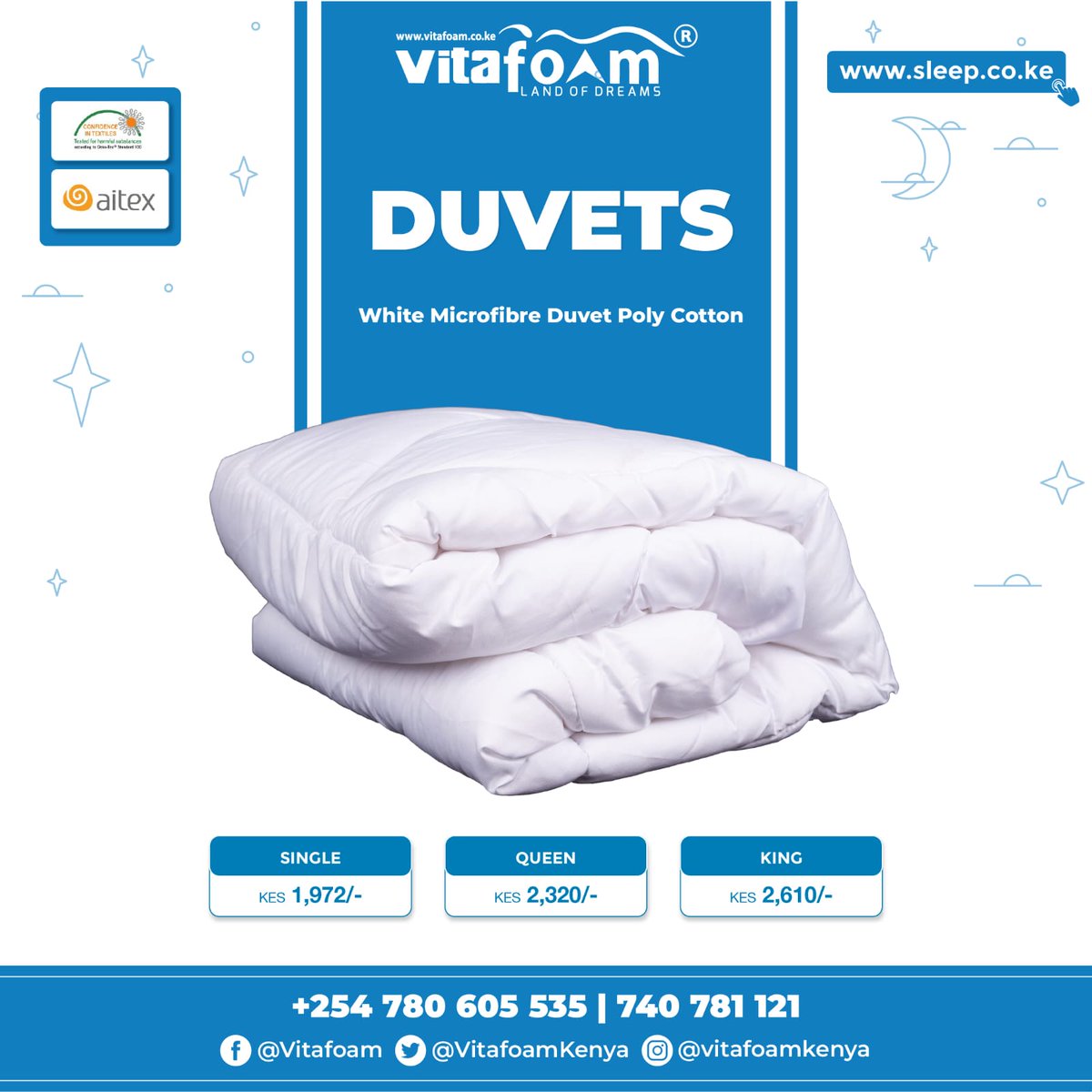 🌟🤗☁️🙋🛌 Experience Ultimate Comfort Whilst You Sleep with our High-Quality #Duvets only from #VitaFoamKenya® 🛏️🙋‍♂️☁️🤗🌟 ☎ For All Sleep Product *Enquiries, *Orders & *Deliveries: 0780 605 535 | 784 857 121 | 740 781 121 📍Our Locations>bit.ly/30VqOrf