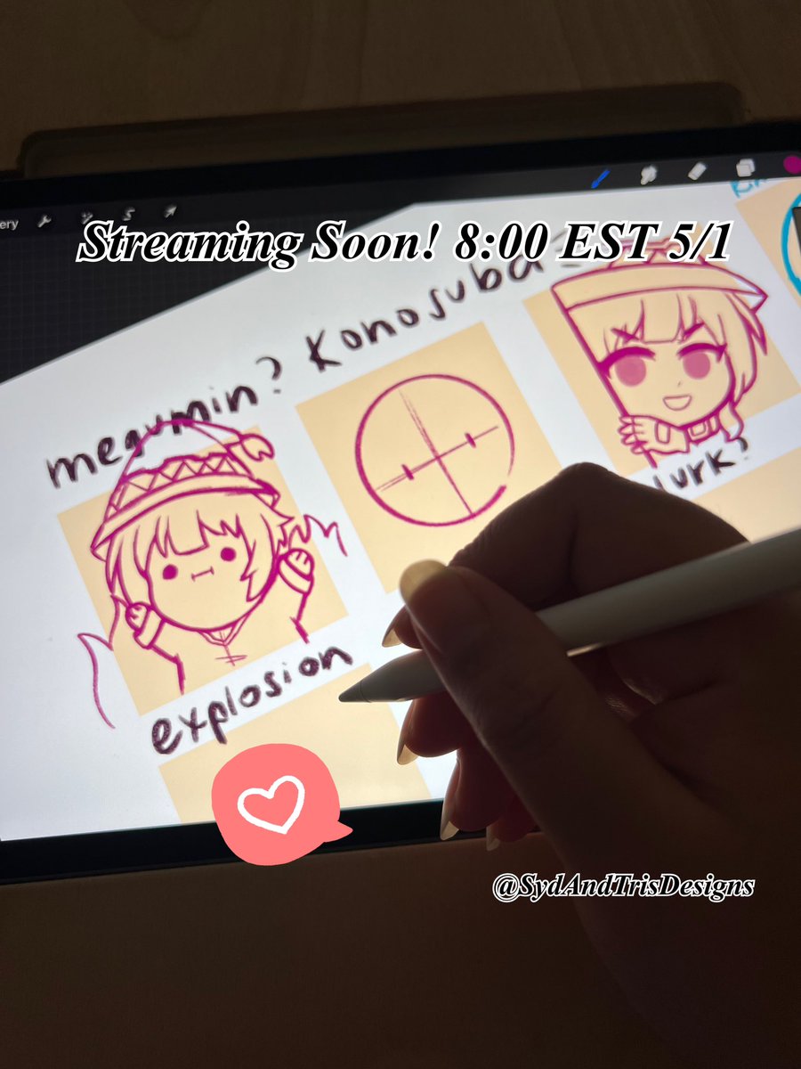 Emote Stream ft. Megumin from Konosuba Starting Soon! 💕🎨

twitch.tv/sydandtrisdesi…

#Konosuba #anime #twitchemote #emoteartist #smallstreamer #commissionopen #twitchcommunity