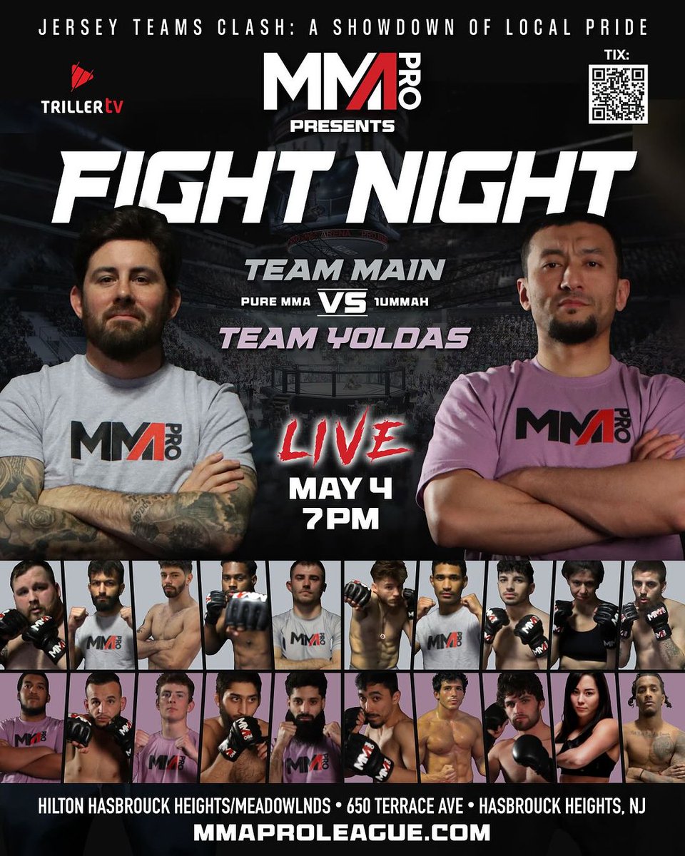 🥋 Are you Team Andy Main or Team Yoldas? It's Pure MMA vs 1UMMAH this Saturday at #MMAProLeague Fight Night Coming to you LIVE from New Jersey included with your #TrillerTVplus subscription. ▶️ bit.ly/MMAProMay4