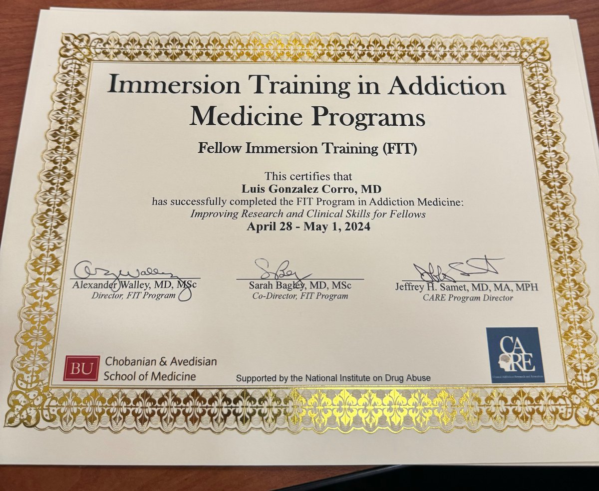Returning from 4 days of immersion training on addiction medicine and research skills building. Programs like this one make me gain hope for the future of medicine. Thank you @BUMedicine and @NIDAnews