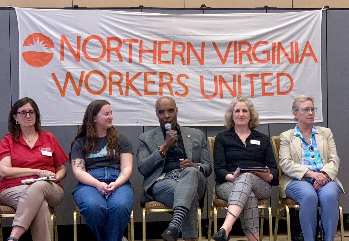 Continuing to celebrate and honor #InternationalWorkersDay tonight at the NOVA Workers Summit in Leesburg with union & community members. United together, we are calling for a living wage, union rights, affordable housing, health care and all we deserve! #UnionsForAll