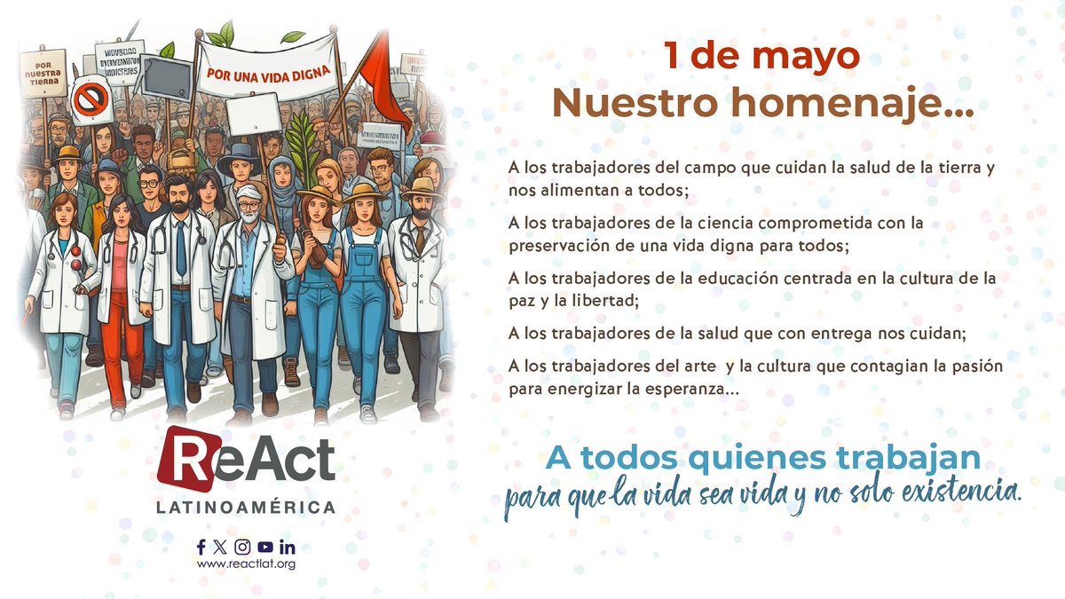 Por los trabajadores y trabajadoras que con sus manos cultivan la esperanza, sostienen la salud y construyen el mundo. 👩🏻‍🌾🧑🏿‍🏫💃🏿🧑🏿‍🔬🤹🏿👩🏼‍⚕️👩🏼‍🔧🧑‍🎨 #DiaInternacionalDeLosTrabajadores #1deMayo #1deMayo2024 #DiaInternacionalDelTrabajo