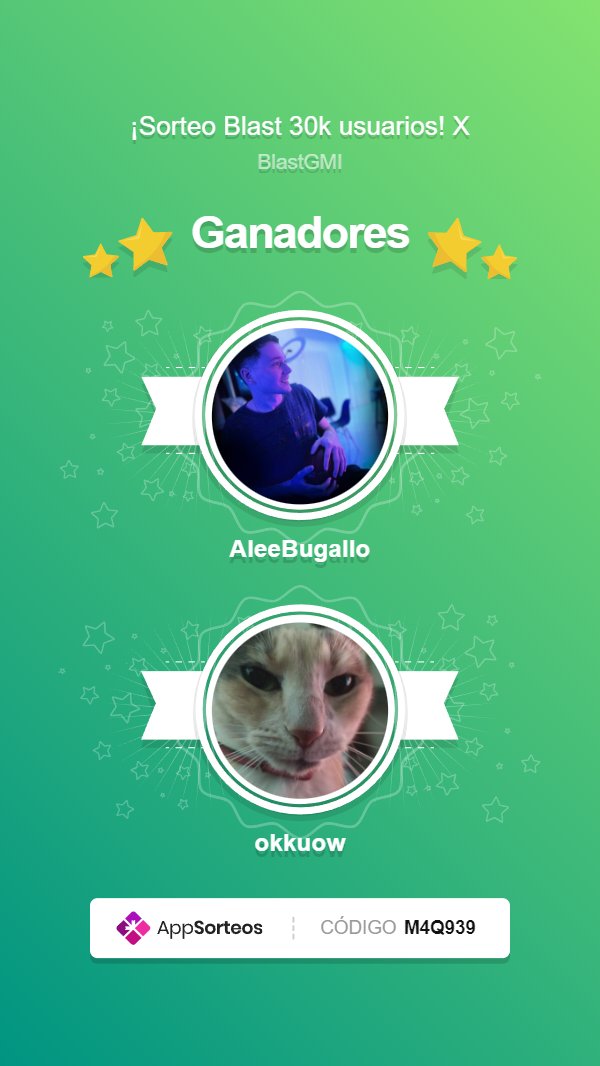 📢¡Tenemos ganadores!🤩 Felicidades: 🥇Primer lugar: @AleeBugallo 🥈Segundo Lugar: @okkuow ¡Les hablamos por DM para coordinar la entrega de premios! 😊 ✅app-sorteos.com/w/M4Q939