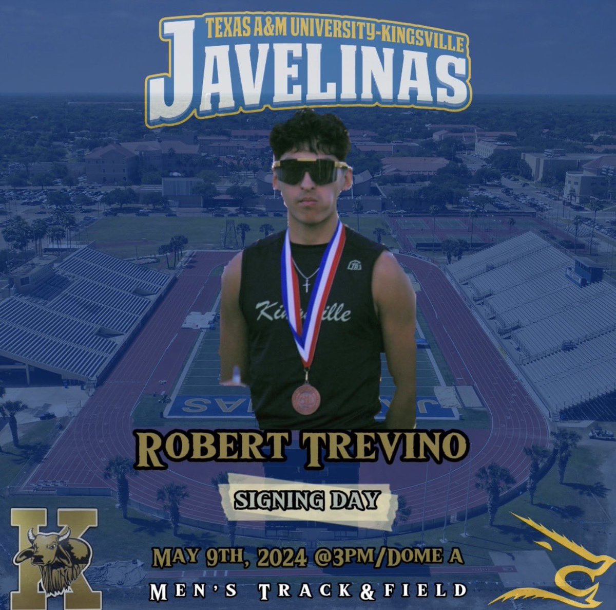 Congratulations to 2024 ATH Robert Trevino on earning the opportunity to continue his academic and athletic career at Texas A&M University-Kingsville for Men’s Track and Field! He will be signing on May 9th at 3pm in Dome A! #RecruitHMK