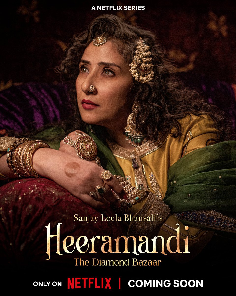 theshahshahid's tweet photo. I’ve grown up on #ManishaKoirala movies &amp; it’s always bugged me that she never had the staying power as others of her generation. 

But #Heeramandi is some of, if not her best work to date. I’m in complete awe of every delivery, look, every moment.

@NetflixIndia @bhansali_produc https://t.co/a9HqZfOraM