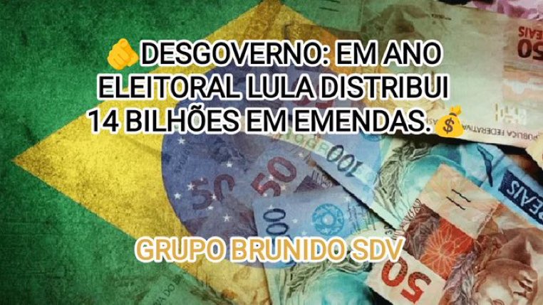 #BRUNIDOSDV2🇧🇷
🫵DESGOVERNO: EM ANO ELEITORAL LULA DISTRIBUI 14 BILHÕES EM EMENDAS.💰

@VanuzaRocha12
@AlizRodri
@denisegouveia3
@JosCarrijo
@KManiezzo
@MarquesToalinha
@ANABW02
@ADMsBRLIVRE
@Marbenje
@arildo_afonso
@ogrocarlosdias
@Direita_83
@DLBC62