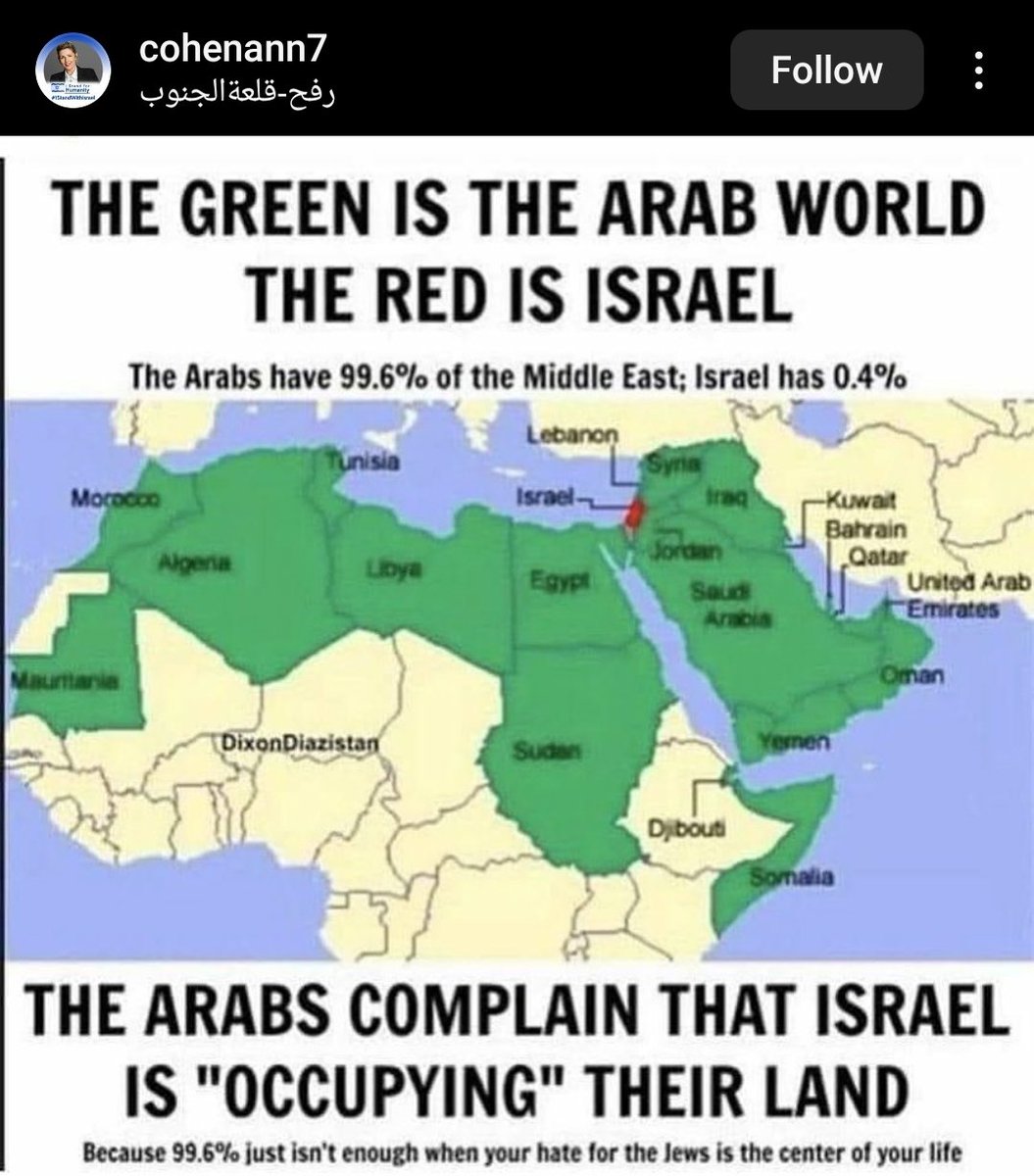 Judging by his map, imagine a nation occupying only 0.4% of the Middle East can create such division & destruction around the world?