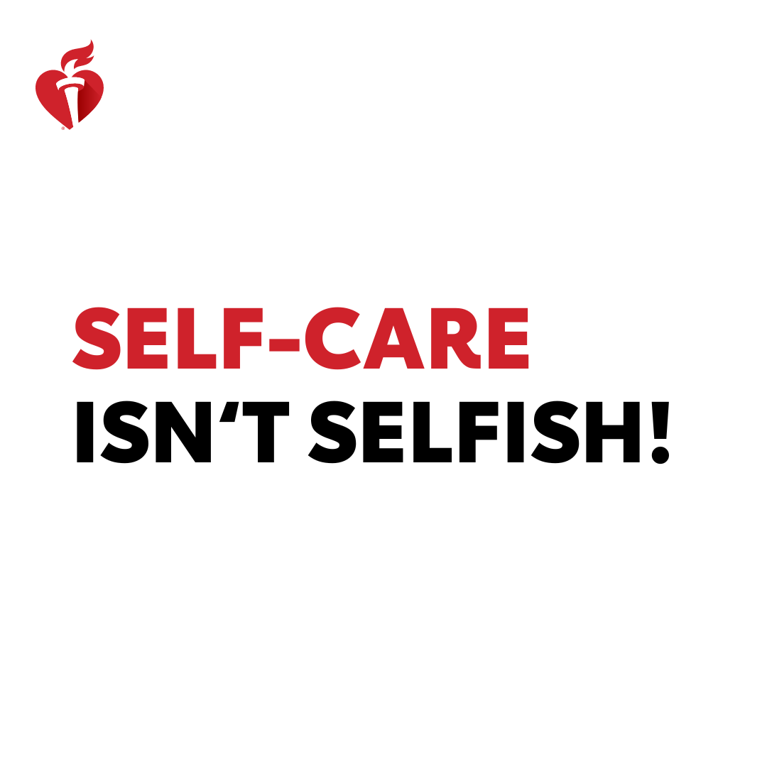 American_Heart's tweet photo. Stress takes a toll on the mind, heart, and body. Give yourself permission to take care of YOU.  

🙏 Get some alone time
🙏 Set boundaries. It’s OK to say no.
🙏 Talk to a friend
🙏 Get some fresh air
🙏 Spend time with pets
🙏 Unplug to recharge https://t.co/j17lTxJkCw