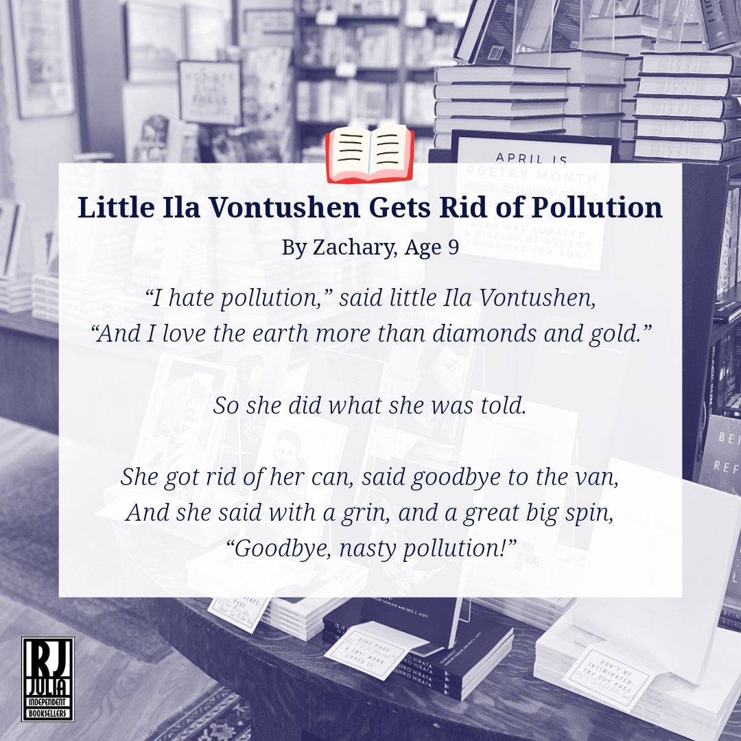 To kick off a beautiful May, we'd love to share a submission from our April poetry contest which might inspire you to be a little more eco-friendly! ♻️🌎 This poem was submitted by Zachary, age 9. Come take a peek at our poetry next time you visit, we hope it inspires you too!
