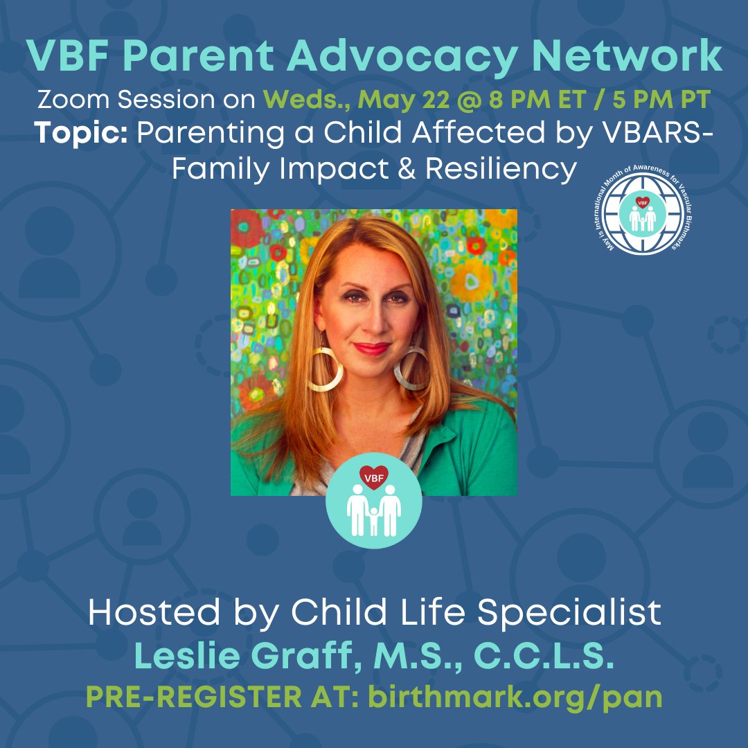 Join us for the next VBF Parent Advocacy Zoom Network (PAN) Session, on Wednesday, May, 22, 2024 at 8 PM ET / 5 PM PT. Pre-register at this link: birthmark.org/pan