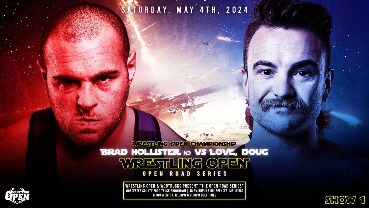 BREAKING: @BigBaconBrad defends the Wrestling Open Championship against @LoveDoug_ THIS Saturday in Spencer at the Worcester County Food Truck Showdown! 🎟️ are only $5 in advance: wootrucks.square.site Don’t miss this rare chance to see the title defended! #WrestlingOpen