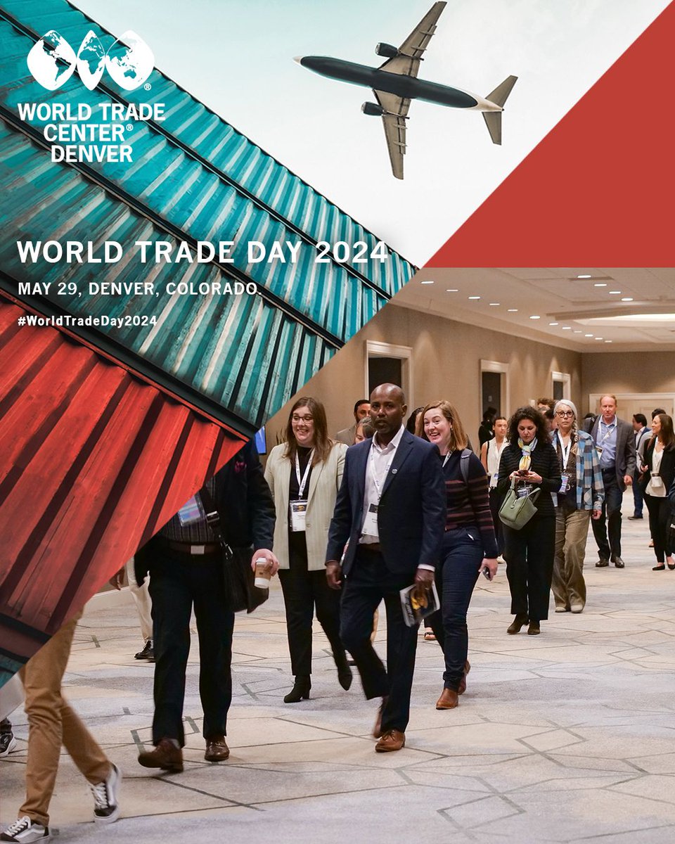 #WorldTradeDay2024 awaits! Join global leaders and innovators as we explore the future of international trade. Be part of the conversation shaping the global economy, secure your spot now! 
buff.ly/3UmzfqI 
#wtcdenver #wtcevents #TradeTogether #Colorado #Denver