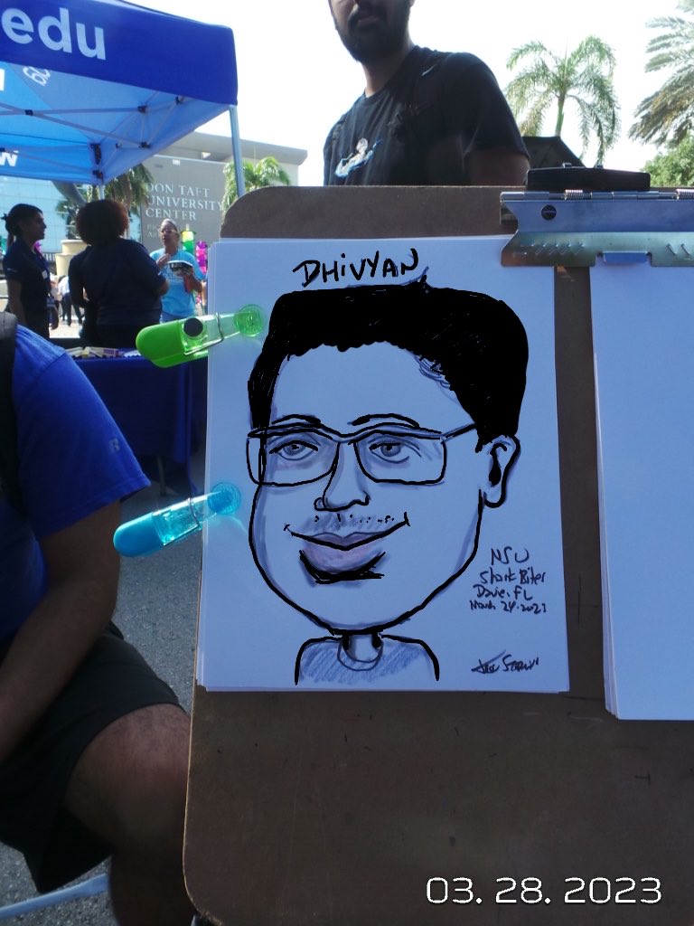 #RestaurantWeek International #FoodFestival on the main campus of #NovaSoutheasternUniversity in #DavieFlorida southwest of #FortLauderdale included quick sketch #Caricature drawings by #MiamiCaricatureArtist Jeff Sterling of FloridaCaricatures.Com