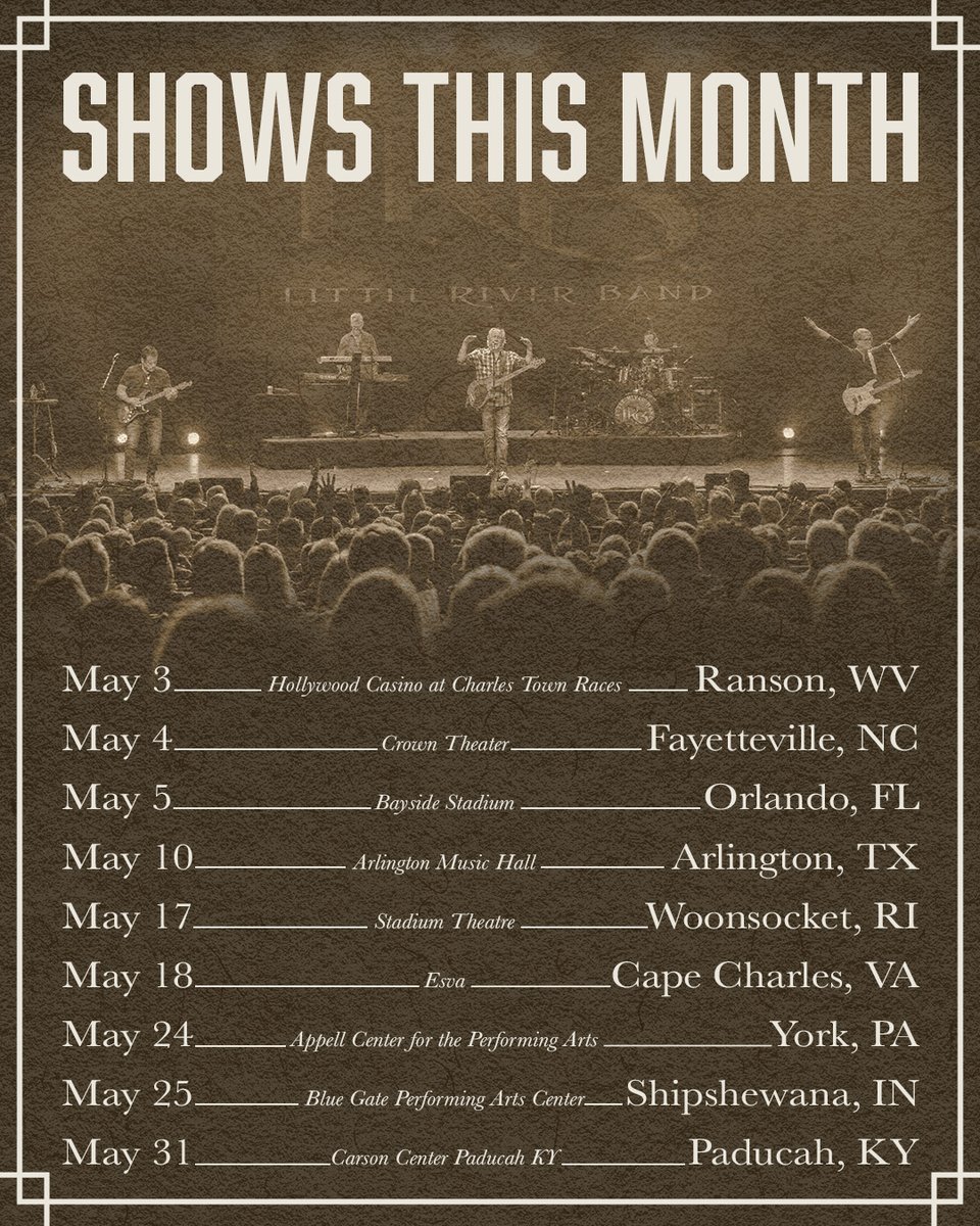May is action packed. Make sure to grab tickets for our upcoming shows, and we'll see you on the road! bit.ly/LRBTourDates24.