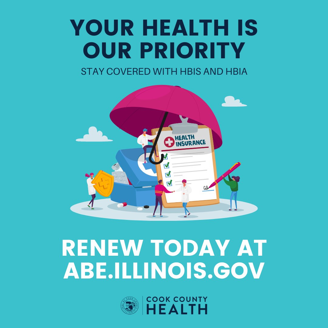 Illinois has mailed renewal letters to all Health Benefits for Immigrant Adults/Seniors (HBIA/HBIS) customers. Complete your renewal right away. Click 'Manage My Case' at abe.illinois.gov or call 1-800-843-6154.