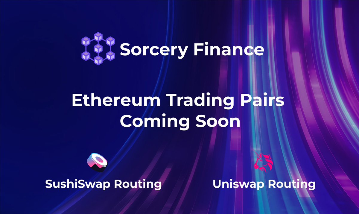 Soon users will be able to trade any token on the Ethereum network 🔄

Supporting @SushiSwap and @Uniswap token pools 🧙‍♂️

Sorcery is transforming DeFi and putting the power back into the hands of its users 🪄

#DEFI #ETH #ETHEREUM