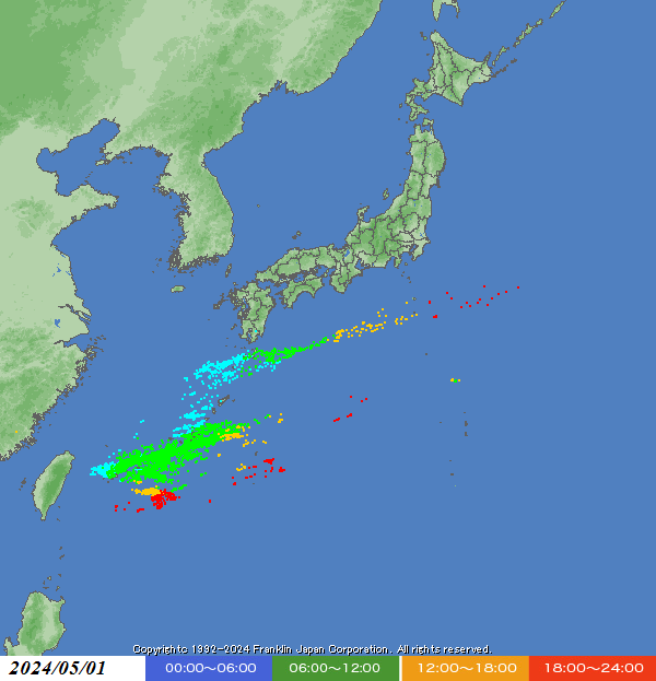 昨日の落雷状況 franklinjapan.jp/raiburari/ligh…