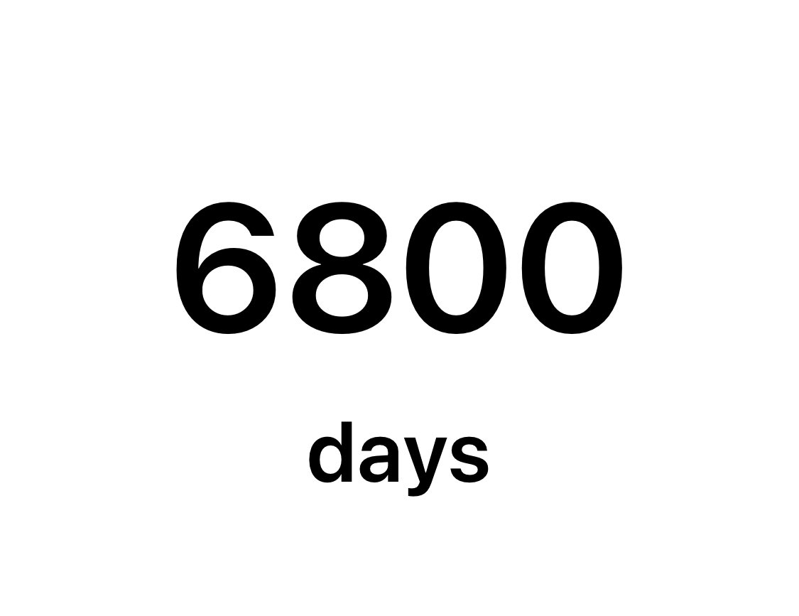 Today is 6800 one day at a times of sobriety for me. Thanks to all who continue to support me on this incredible journey.