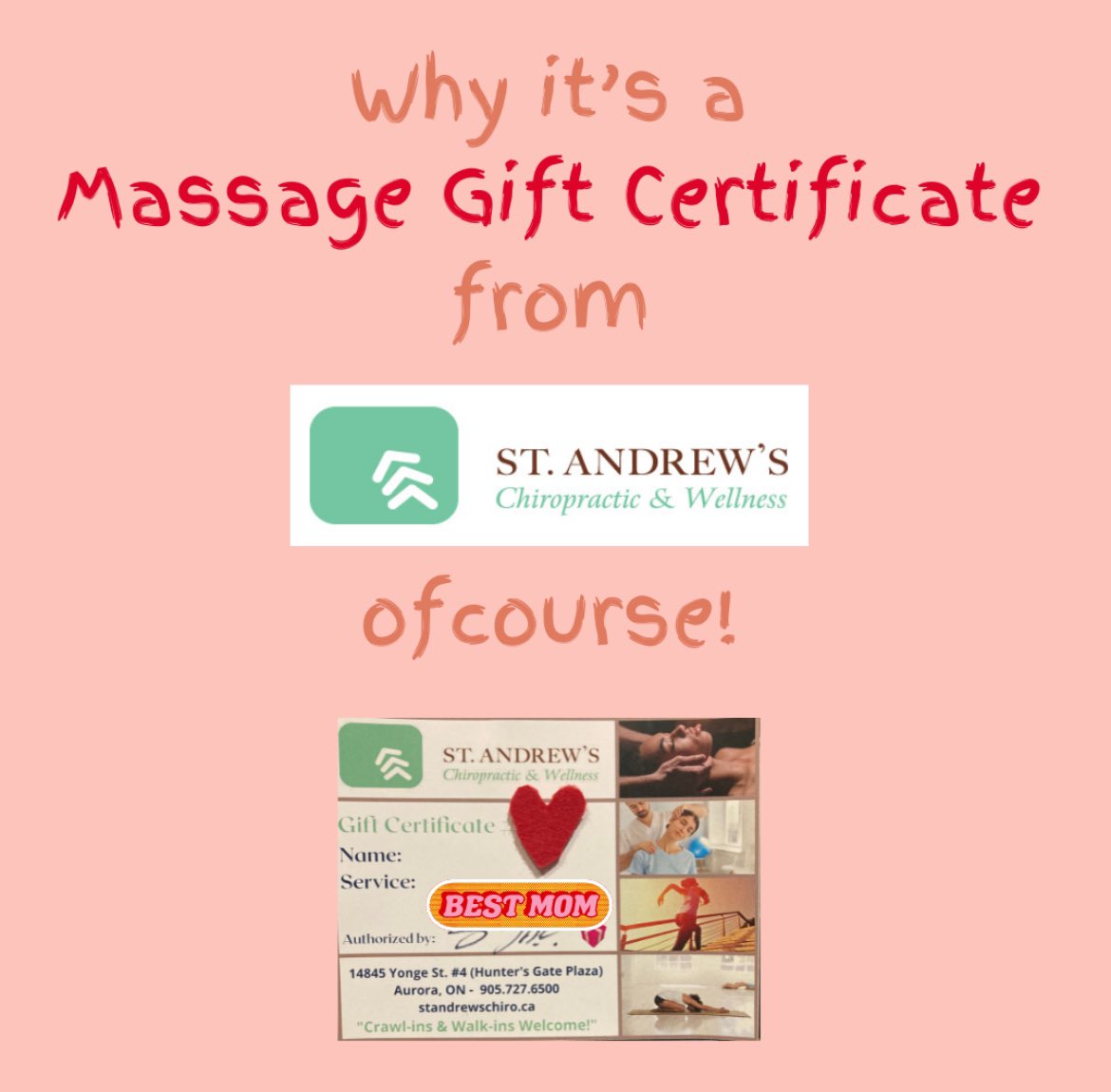 A quick & easy purchase that never disappoints…  #massage gift certificates 💆‍♀️   
FYI … 
🚨Mother’s Day is May 12th!🚨
#massagetherapy gift certificates are available for: 30, 45, 60, 75 or 90 minute sessions and can be purchased in person, on the phone or via email.