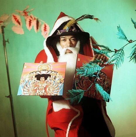 Jimi Hendrix dressed as Santa Claus, 1967.