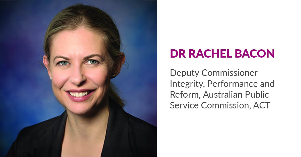 APSACC 2024 Day 2 keynote speaker, Dr Rachel Bacon, Deputy Commissioner Integrity, Performance and Reform, Australian Public Service Commission, ACT, will speak on ‘Integrity as the core of reform’.

Find out more at apsacc.com.au