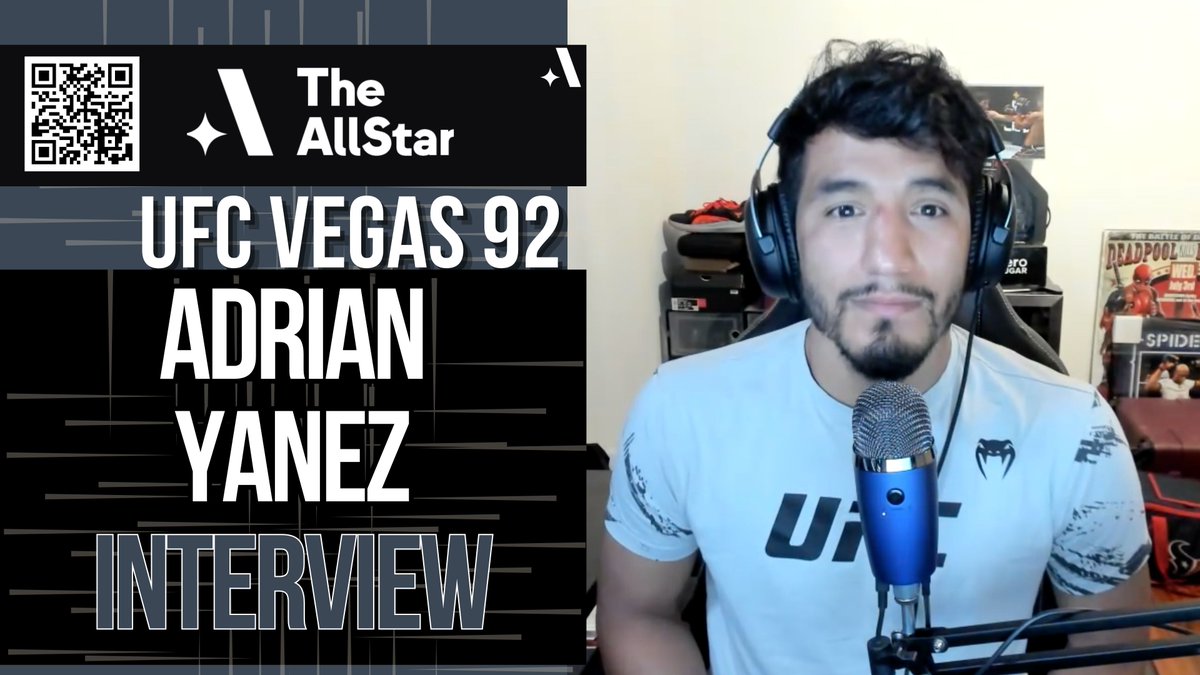 Caught up with Adrian Yanez for @TheAllStarSport ahead of #UFCVegas92 to talk: ✓ Vinicius Salvador matchup ✓ Working in Vegas with Diego Lopes ✓ Fan support/backlash ✓ Fixing bad habits in training 📺 youtu.be/fZKrySb8u58 Download the AllStar app for all things #mma.…