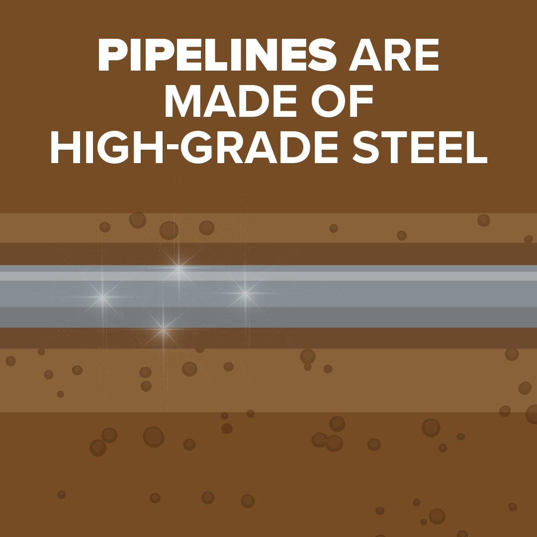 #Pipelines are made of high-grade steel that meets industry and government specifications. #PipelineSafety