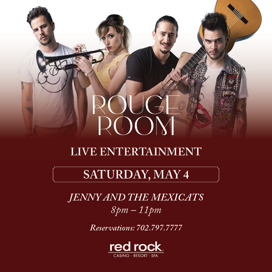 Celebrate Cinco De Mayo weekend with us at Rouge Room and enjoy live music by Jenny and the Mexicats 🎶 Saturday, May 4 8 PM - 11 PM Reservations: shorturl.at/mEGMV
