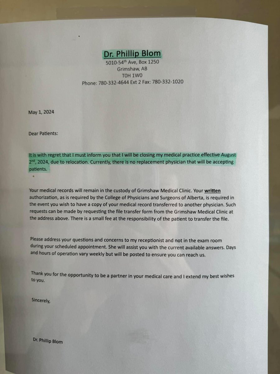 Another one bites the dust. When will @ABDanielleSmith realize that doctors do not want to stay in Alberta under her rule?

#ableg #abpoli #albertahealth