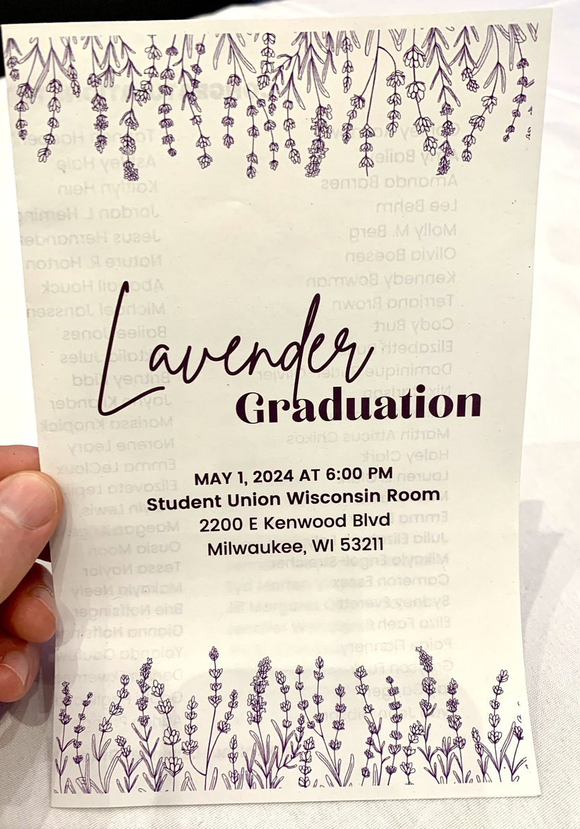 Here at UWM with Cat for the Lavender Graduation. Excellent speech by Brice Smith. Great to be here to see Cat get recognized and meet some of their friends and profs