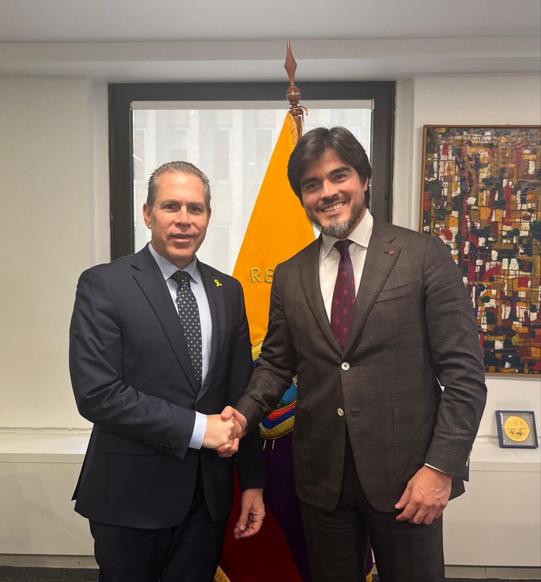 I was pleased to meet with Ambassador De La Gasca of @EcuadorONU. I emphasized the need to act against the threat that Iran poses to world peace and its repeated violations of Security Council resolutions, including its unprecedented attack against Israel, and the immediate…