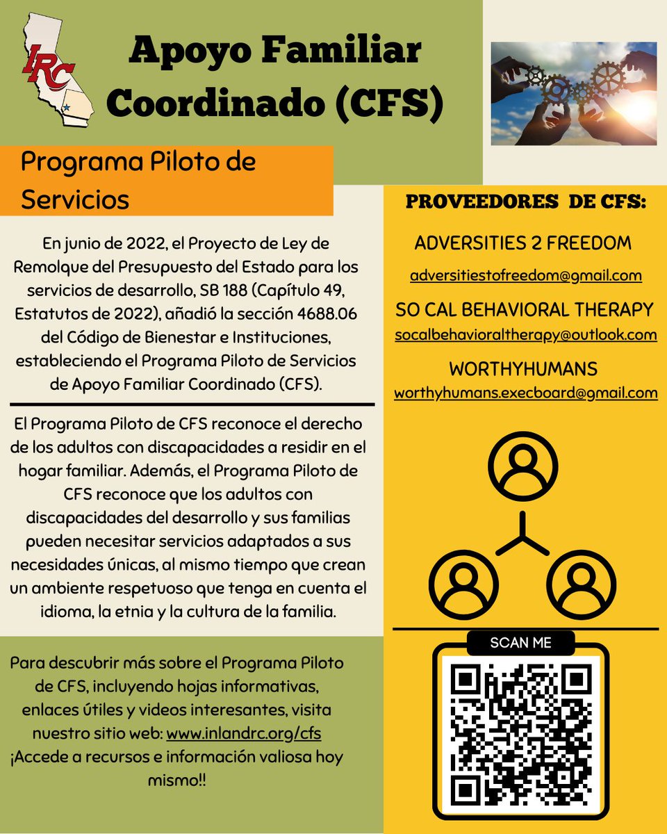 Desbloquea recursos e información valiosa con el Programa Piloto de CFS. Obtén más información visitando nuestro sitio web en: inlandrc.org/clientsfamilie… #CFSPilotProgram #InlandRC