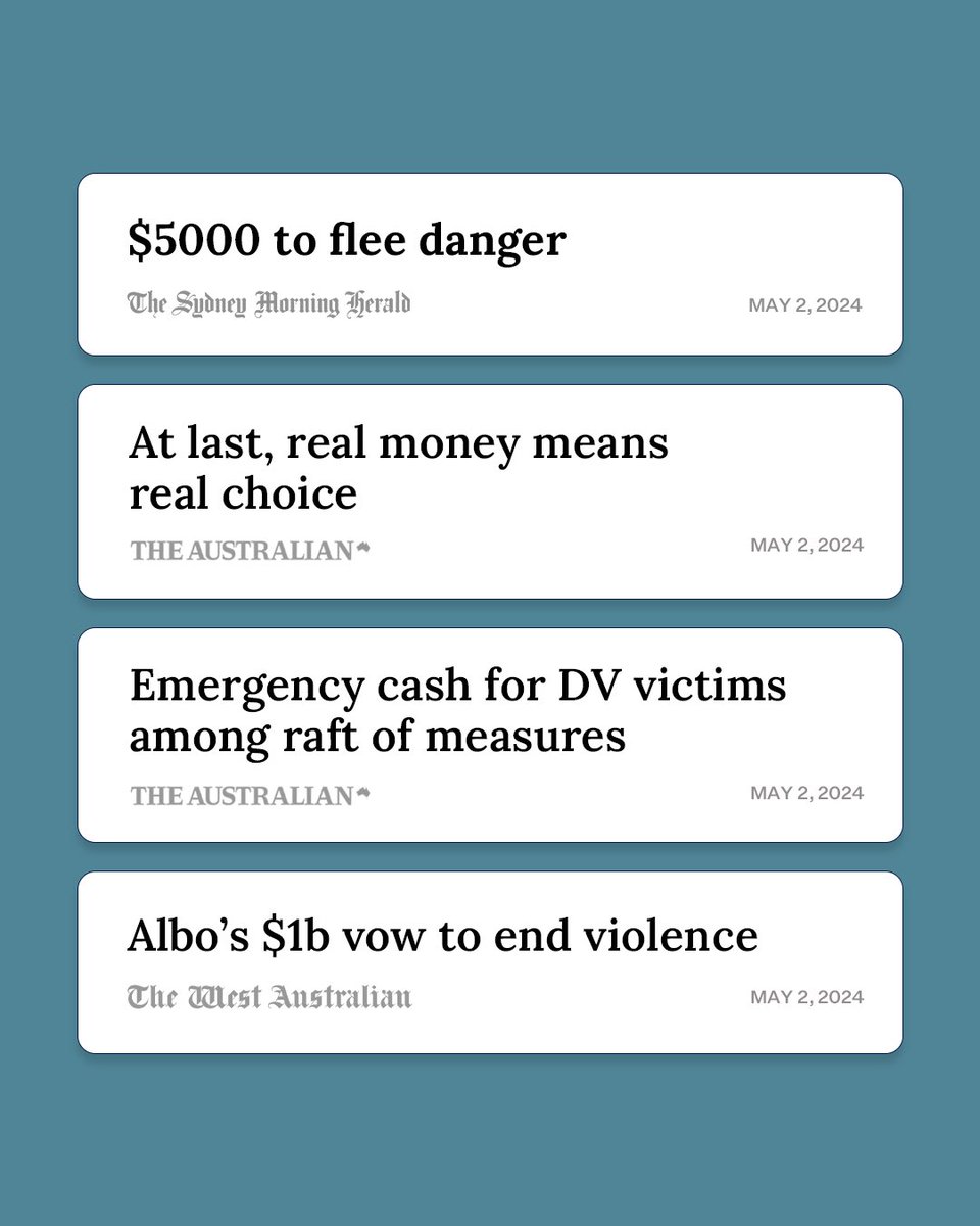 I want women to know if they need to leave, they can afford to go. Yesterday we took significant steps to help women escaping violent partners. With up to $5000 of financial support as part of our Leaving Violence Program.