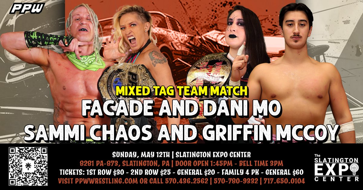 ONE WEEK FROM SUNDAY at Thunder Road, The Neon Blondes unite to face the unlikely team of Sammi Chaos and Griffin McCoy! Tickets are on sale now! Visit ppwwrestling.com/shop and get yours today! 📍: The Slatington Expo Center 🚪: 1:45 PM 🔔: 3 PM 🎨: Lor Diaz
