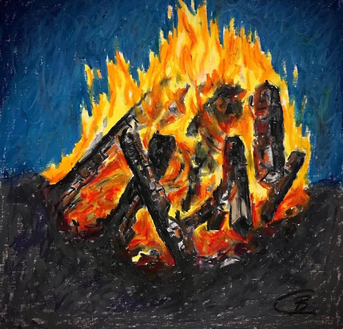 Just feeling like a FIRE with Oil Pastels. Maybe my mood was a bit out of the ordinary that day when I painted it? 

#oilpastels #painting #fire #canadianartist