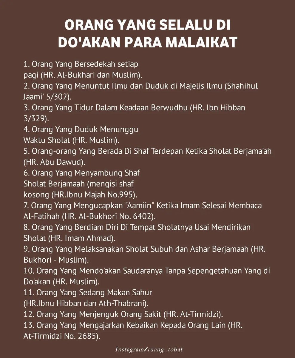 Orang yang selalu di doa'kan para malaikat🤲