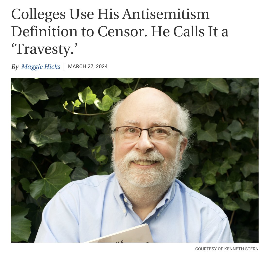Sohrab Ahmari on X: "The IHRA definition of anti-Semitism has much to  commend it. I've long used it myself. But as its drafter, Ken Stern, has  argued, it's a dangerous tool if
