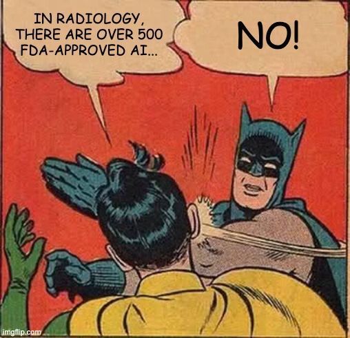 T4. ‼️ FDA-approved ≠ FDA-cleared

This is a common error I see in papers, conferences, and webinars. Most radiology AI applications are FDA-cleared, not FDA-approved. 

Learn more 👉 buff.ly/43UDVHR
#RadAIchat