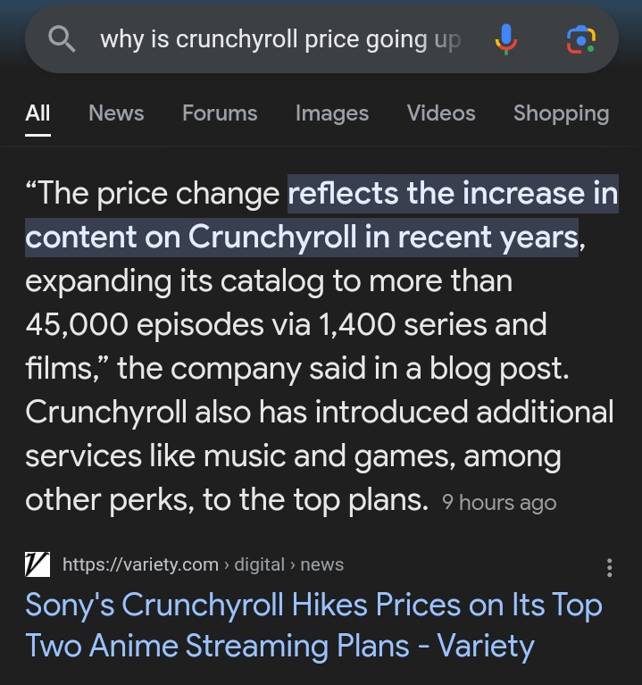 I'd like an option that excludes games and music stuff for a little cheaper.😖 Doesn't seem fair to have to pay extra just cause Crunchy wants to add a buncha stuff i don't want.🙃 #Crunchyroll