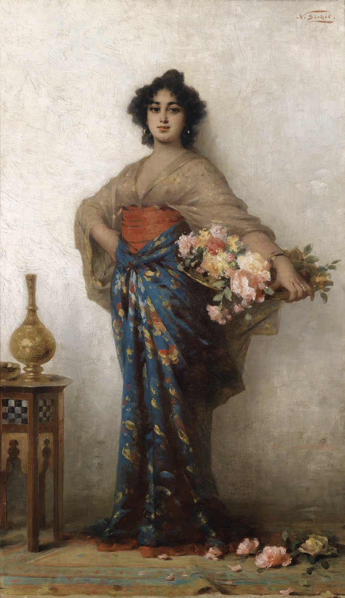 Orientalische Schönheit mit Rosenkorb Nathanael Sichel 1843–1907