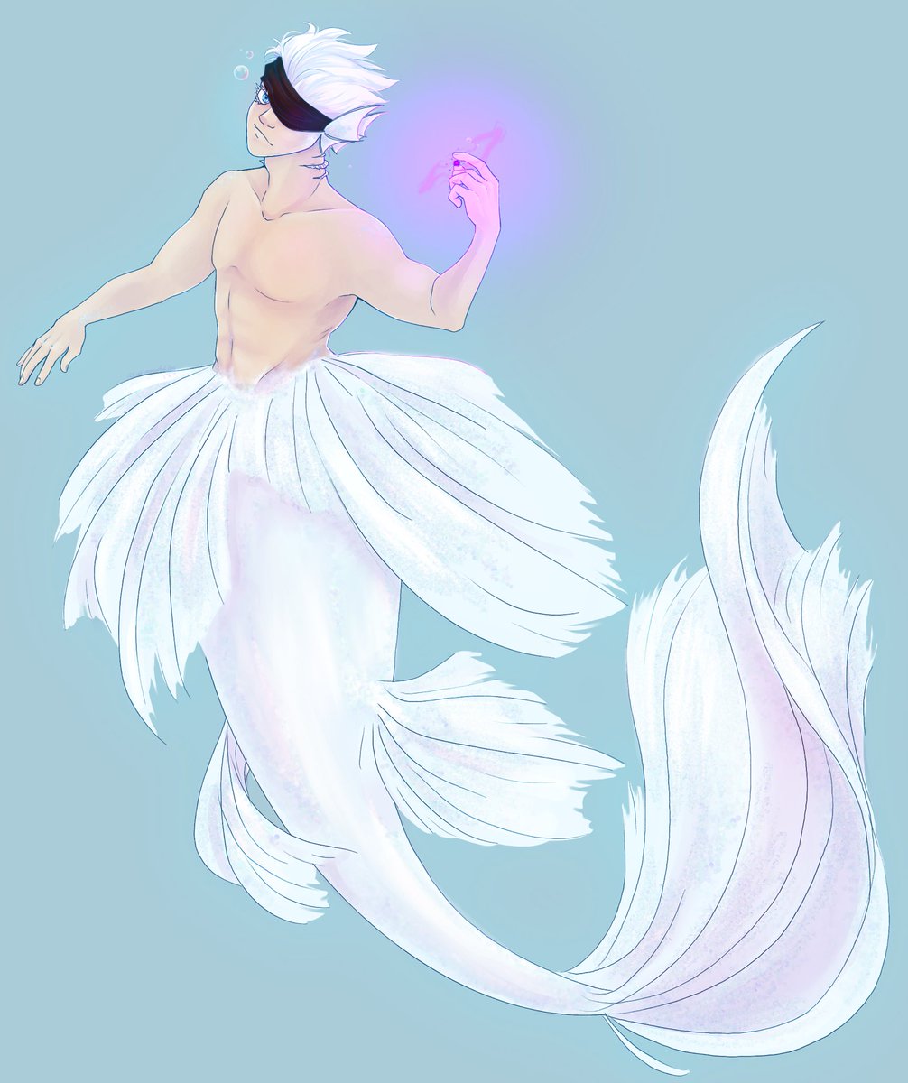 Immortana's tweet photo. Older art for mermay because I say so, and also because if jjk gave me fish imagery I was going to draw gojo as a mermaid
#jjk #satorugojo https://t.co/F7iB7Lnkem
