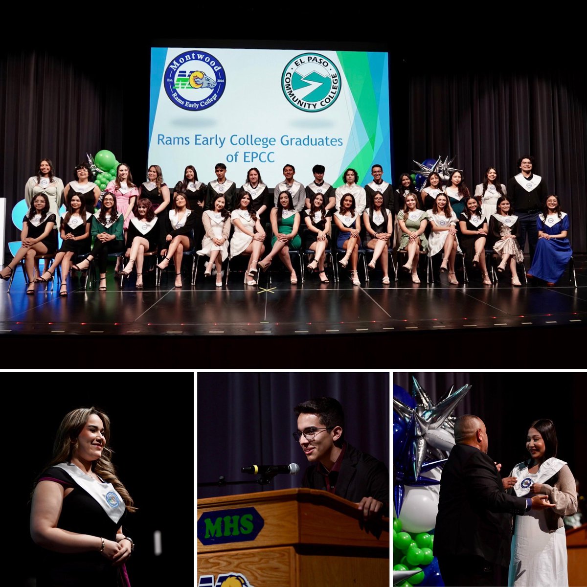 Congratulations to @MontwoodHS Rams Early College students! The school awarded stoles to 35 Rams who will be receiving their associate degrees from EPCC on May 10. The stoles recognize the milestone achievement of #TeamSISD students earning a college degree while in high school.