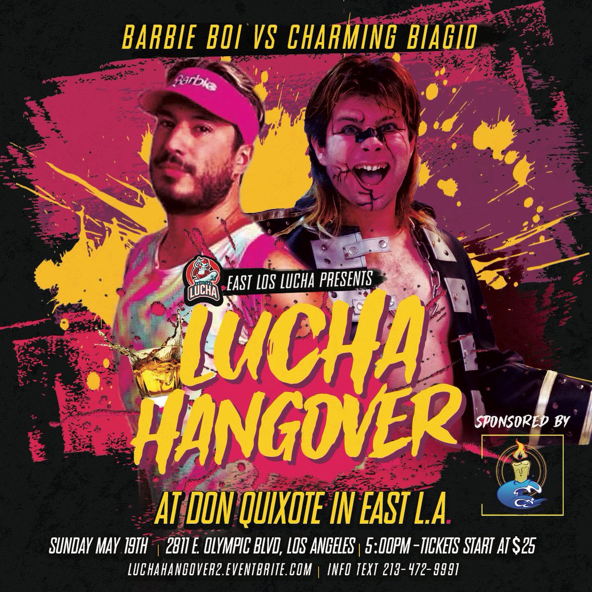 ‼️Match Announcement‼️ Barbie Boi vs Charming Biagio Sunday May 19th East Los Lucha 15: Lucha Hangover🍻 @DonQuixoteLA | 5pm FULL BAR🥃 w/ ID 🎟️ luchahangover2.eventbrite.com Watch the replay of our last show here 📺 youtu.be/jIhj80CFJYg?si…