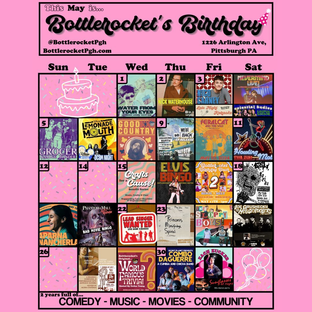 Well - here we are. Two trips around the sun later and we're STILL turning out 5 to 6 nights a week of fun, every week. In the mean time, we've got another awesome month in store, with our usual mix of Comedy/Music/Movies/Whatever - Hope to see you there and celebrate 2 years!